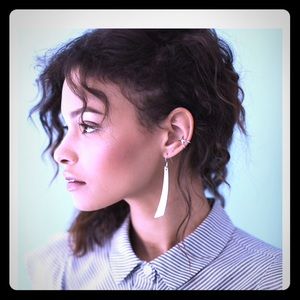 platinum nickel and suede accent earrings